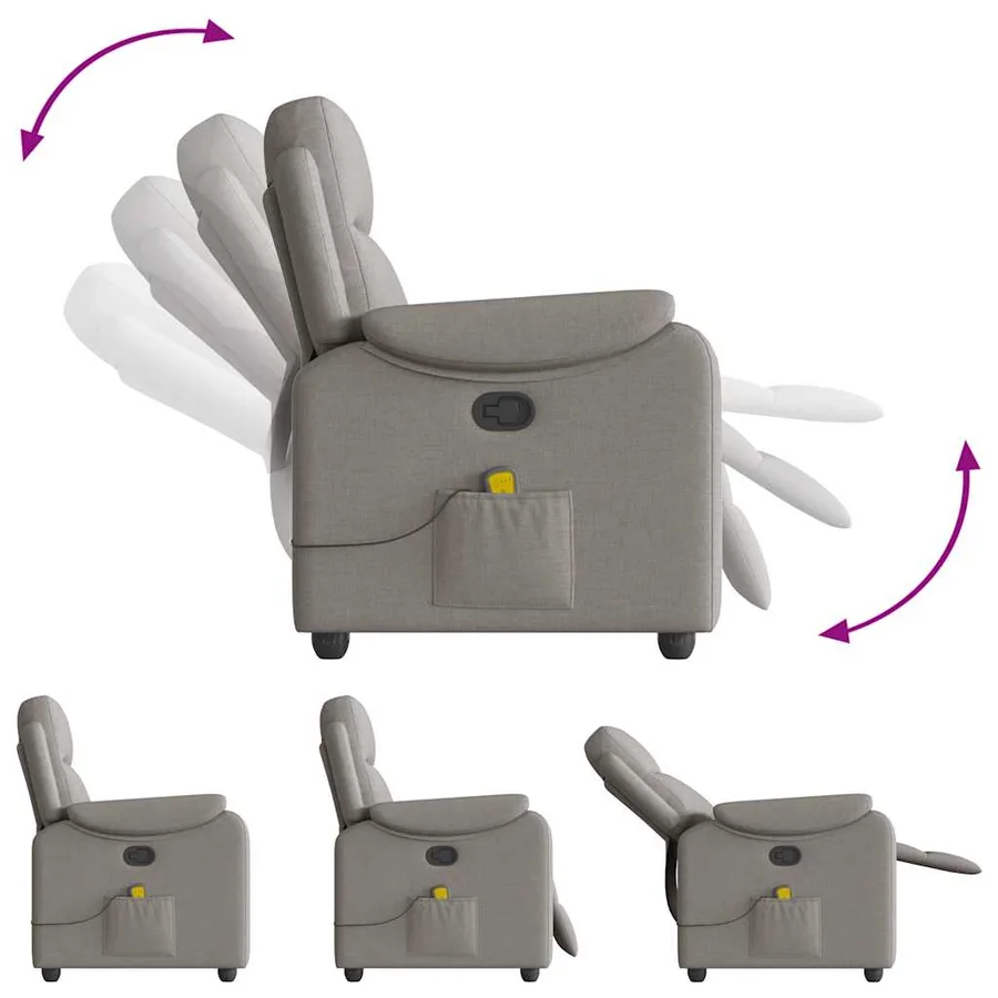 Fauteuil de massage inclinable Taupe Tissu - 7