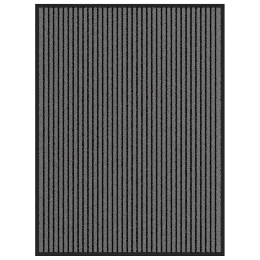 Paillasson noir et gris à rayures 90x120 cm
