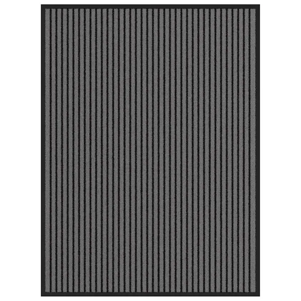 Paillasson noir et gris à rayures 90x120 cm