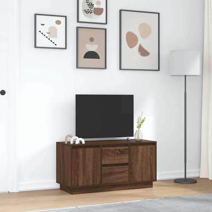 Meuble TV avec lumières LED chêne marron 100x41x50 cm - 4