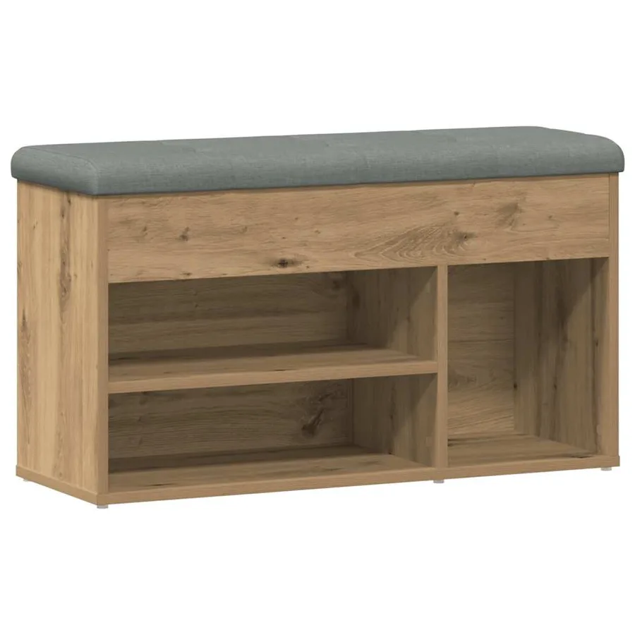 Banc à chaussures chêne artisanal 82x32x45,5 cm bois ingénierie - 2