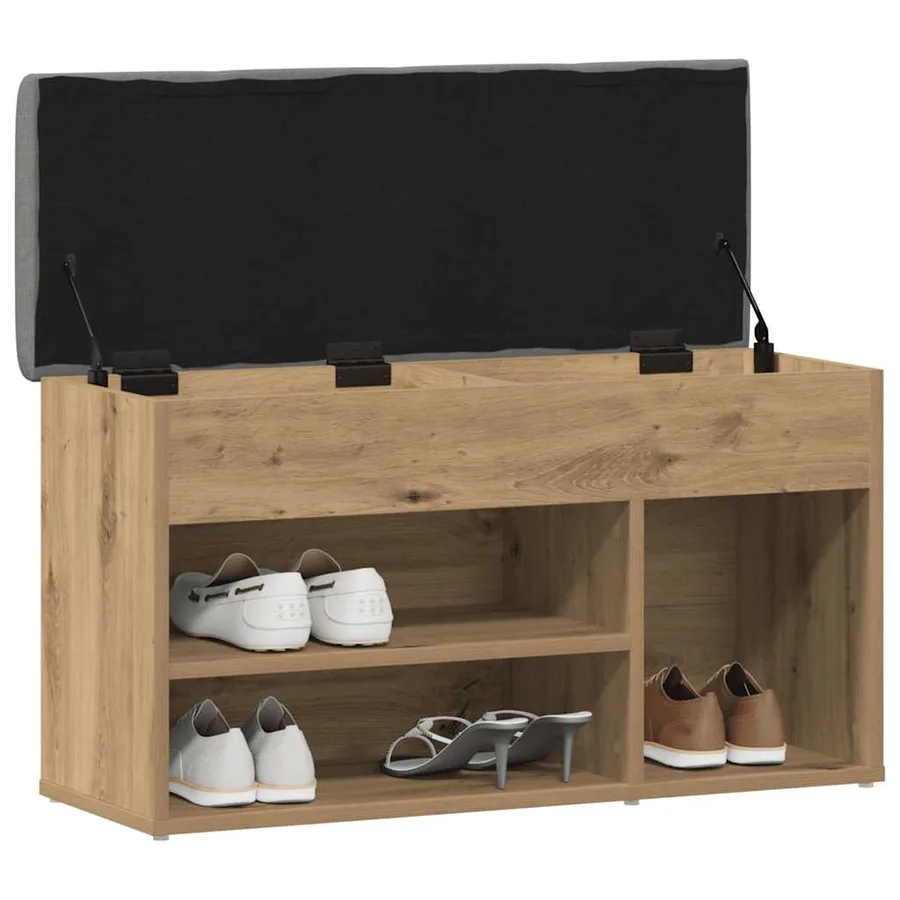 Banc à chaussures chêne artisanal 82x32x45,5 cm bois ingénierie - 3