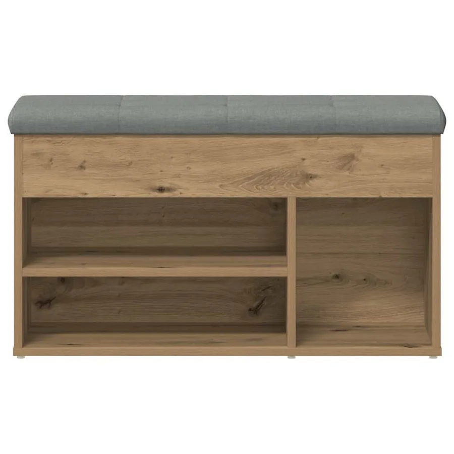 Banc à chaussures chêne artisanal 82x32x45,5 cm bois ingénierie - 4