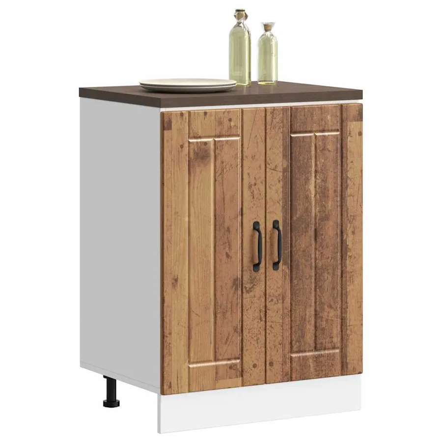Meuble de base de lavabo Lucca vieux bois bois d'ingénierie - 3