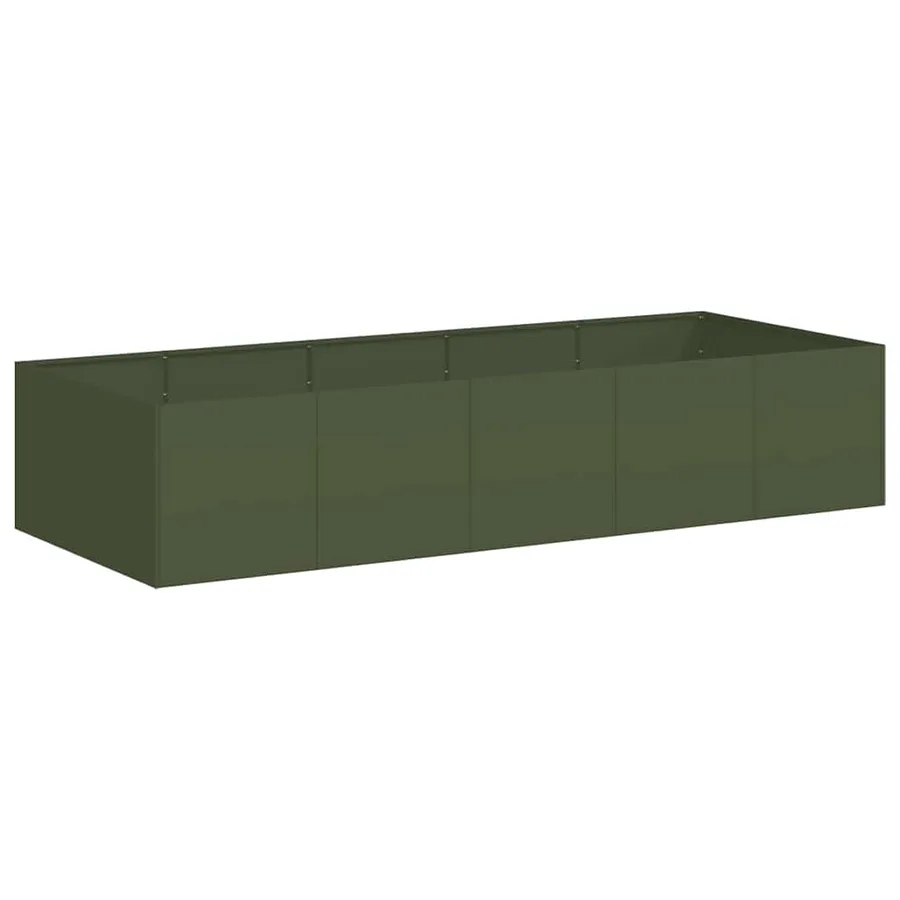 Jardinière vert olive 200x80x40 cm acier - 2