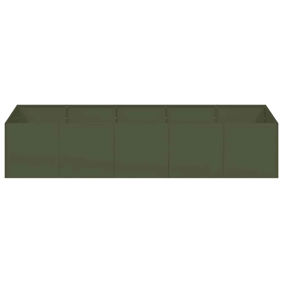 Jardinière vert olive 200x80x40 cm acier - 4