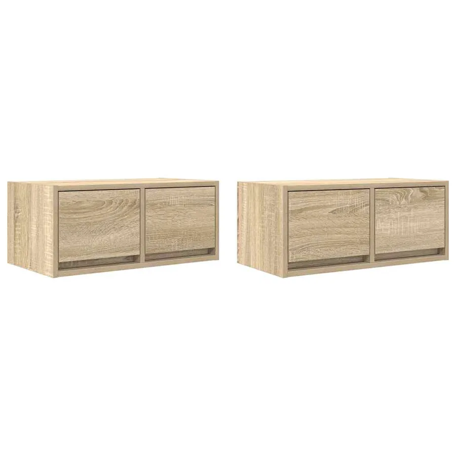 Meubles TV 2 pcs chêne sonoma 60x31x25,5 cm bois d'ingénierie - 2