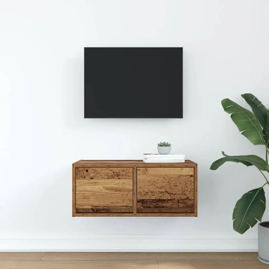 Meuble TV vieux bois 60x31x25,5 cm bois d'ingénierie - 3