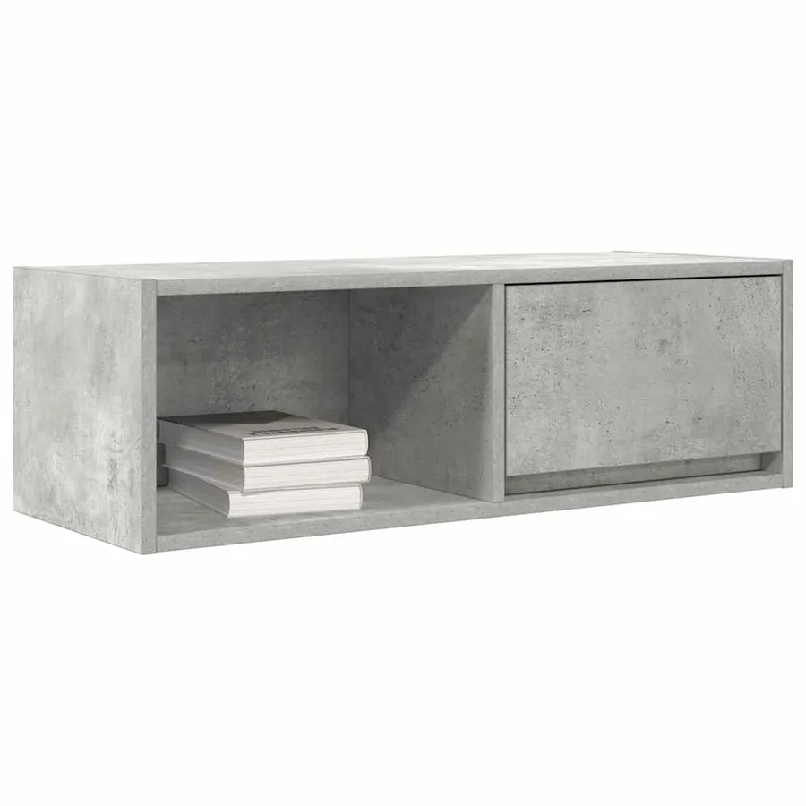 Meuble TV gris béton 80x31x25,5 cm bois d'ingénierie - 4