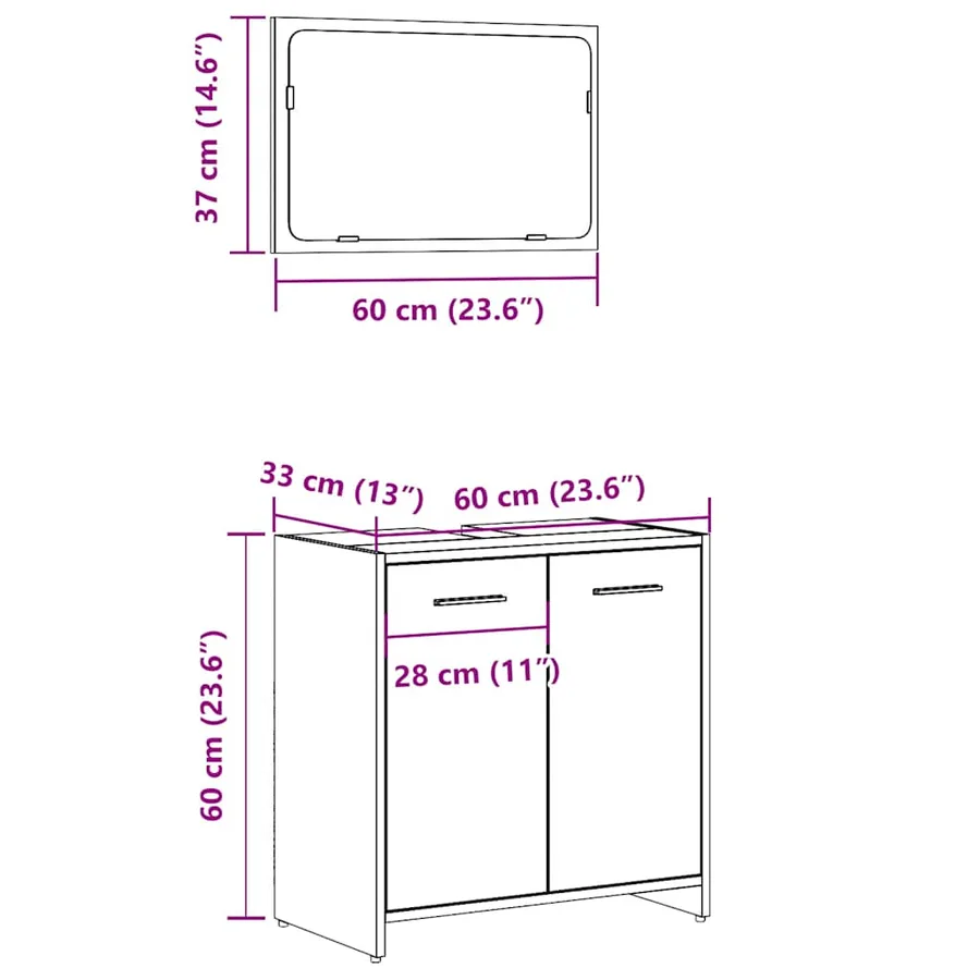 Armoire de salle de bain avec miroir chêne noir - 13