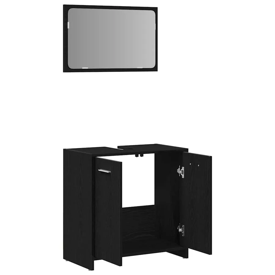 Armoire de salle de bain avec miroir chêne noir - 5