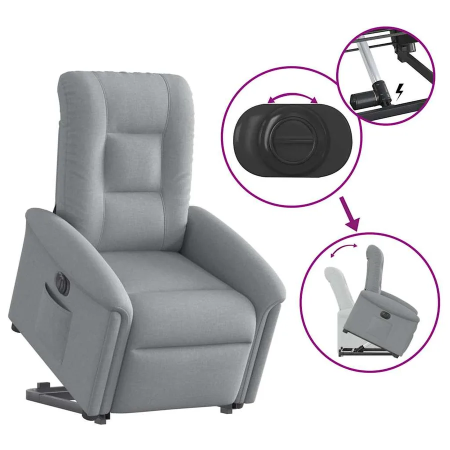 Fauteuil inclinable électrique gris clair tissu - 9