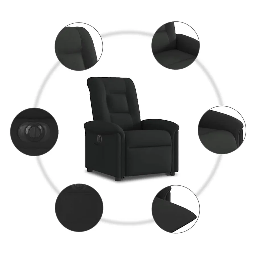 Fauteuil inclinable électrique noir tissu - 11