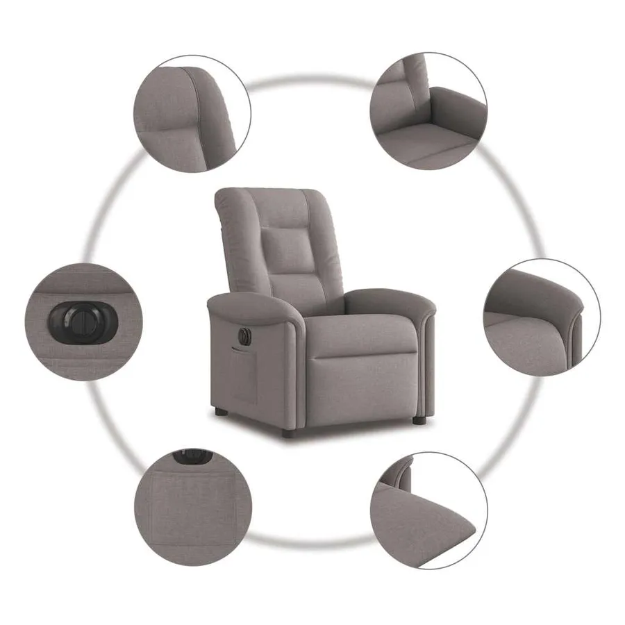 Fauteuil inclinable électrique Taupe Tissu - 10