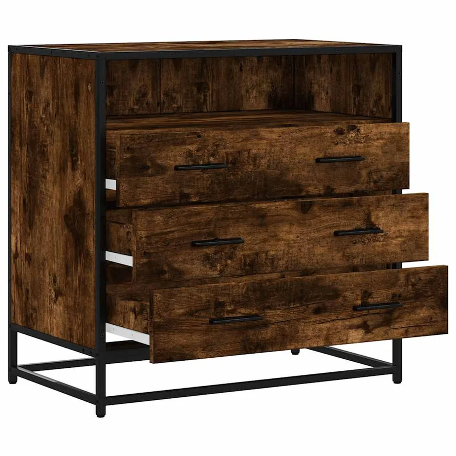 Commode chêne fumé 70x41x70 cm bois d'ingénierie - 5