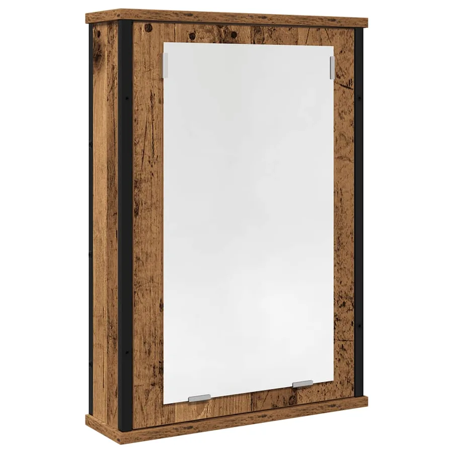 Armoire à miroir de salle de bain vieux bois bois d'ingénierie - 2