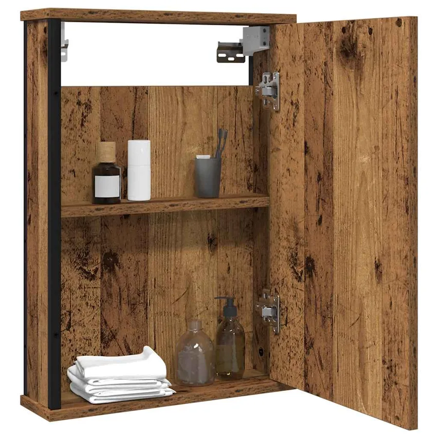 Armoire à miroir de salle de bain vieux bois bois d'ingénierie - 3