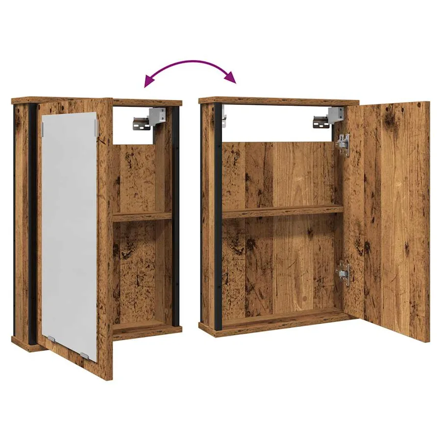 Armoire à miroir de salle de bain vieux bois bois d'ingénierie - 7