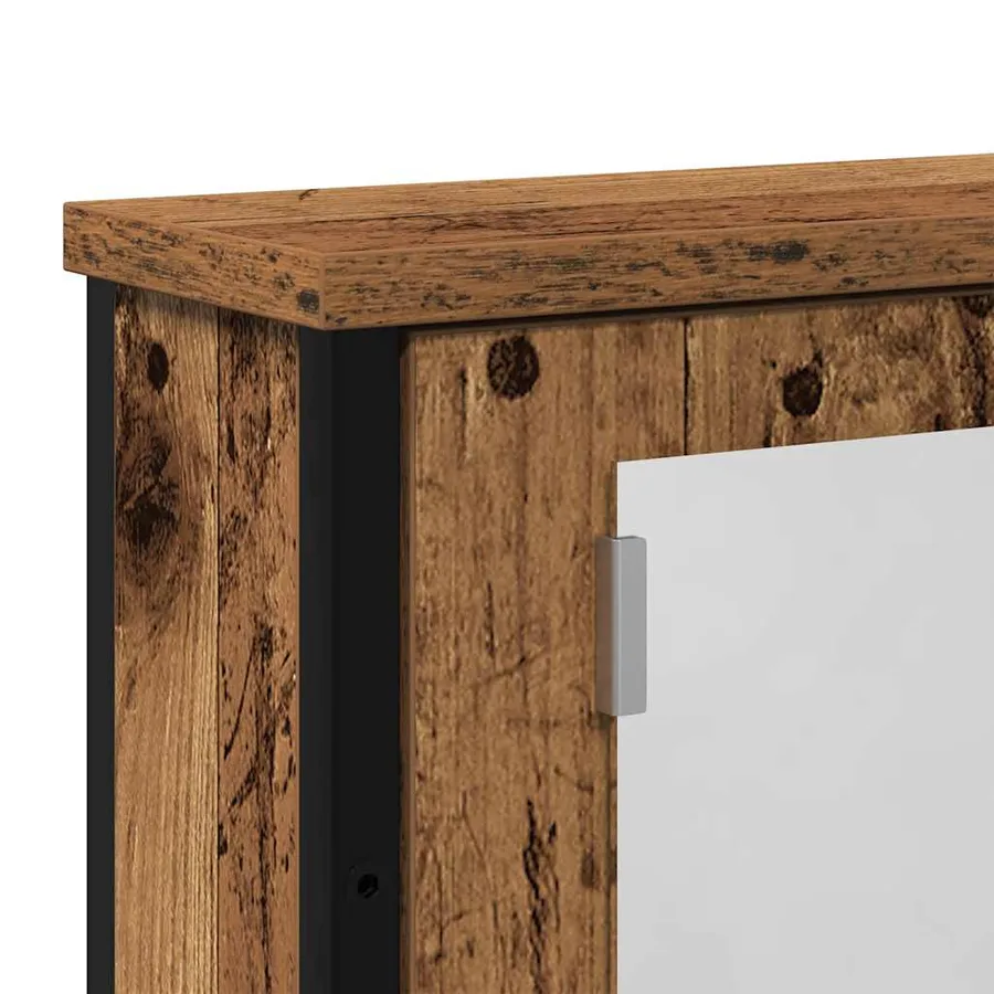 Armoire à miroir de salle de bain vieux bois bois d'ingénierie - 8