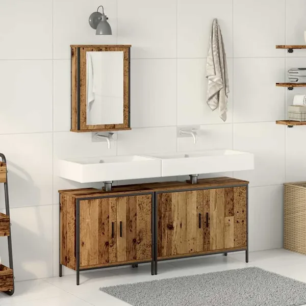 Meubles de salle de bain 3 pcs Marron Bois d'ingénierie