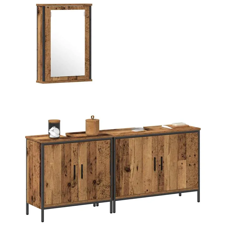 Meubles de salle de bain 3 pcs Marron Bois d'ingénierie - 3