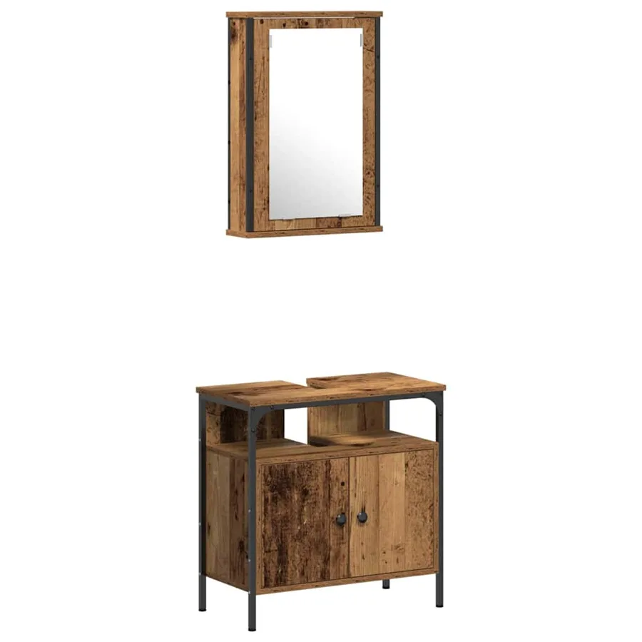 Ensemble de mobilier de salle de bain avec porte 3 pcs Marron - 6