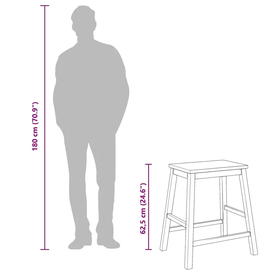 Chaises de bar lot de 2 bois massif d'hévéa - 11