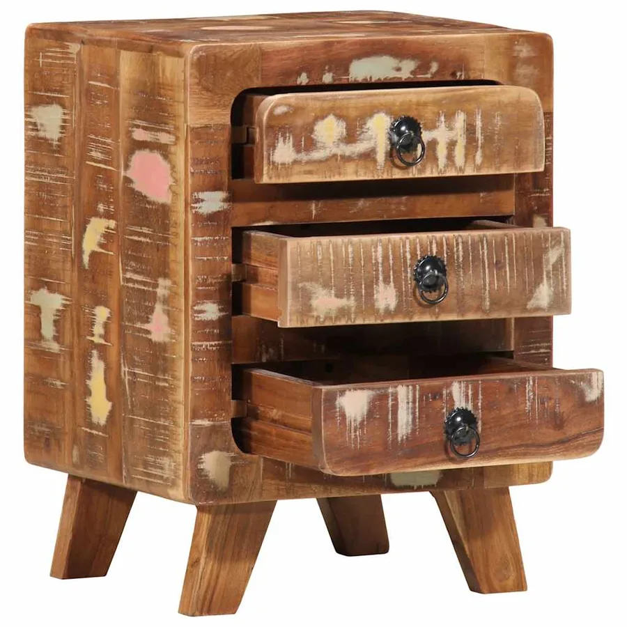 Table de chevet 2 pcs 37x32x50 cm bois massif de récupération - 5