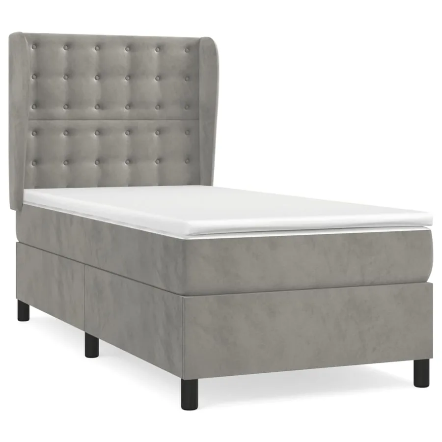 Sommier à lattes de lit et matelas Gris clair 80x200 cm Velours - 2