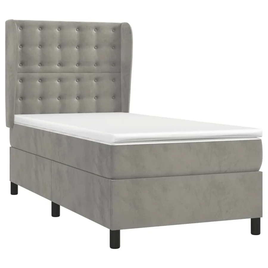 Sommier à lattes de lit et matelas Gris clair 80x200 cm Velours - 3