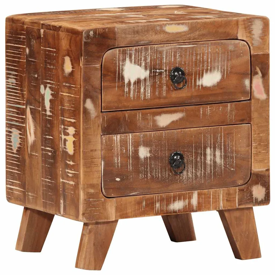 Table de chevet 40x32x46 cm bois massif de récupération - 12