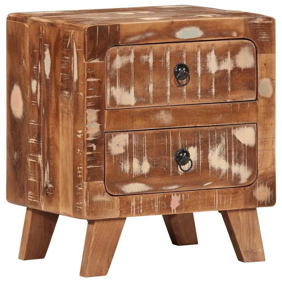 Table de chevet 40x32x46 cm bois massif de récupération - 13