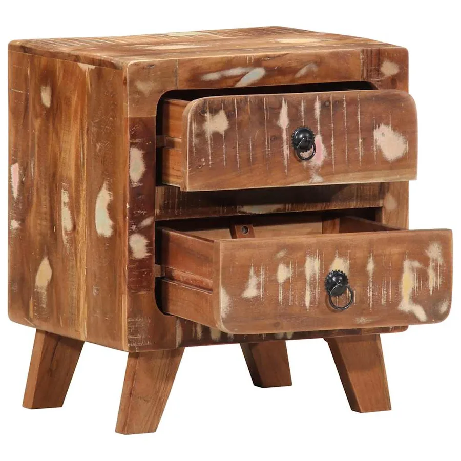 Table de chevet 40x32x46 cm bois massif de récupération - 5