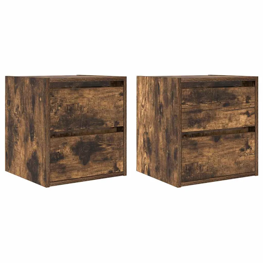 Tables de chevet murales 2 pcs chêne fumé 38x34x40 cm - 2