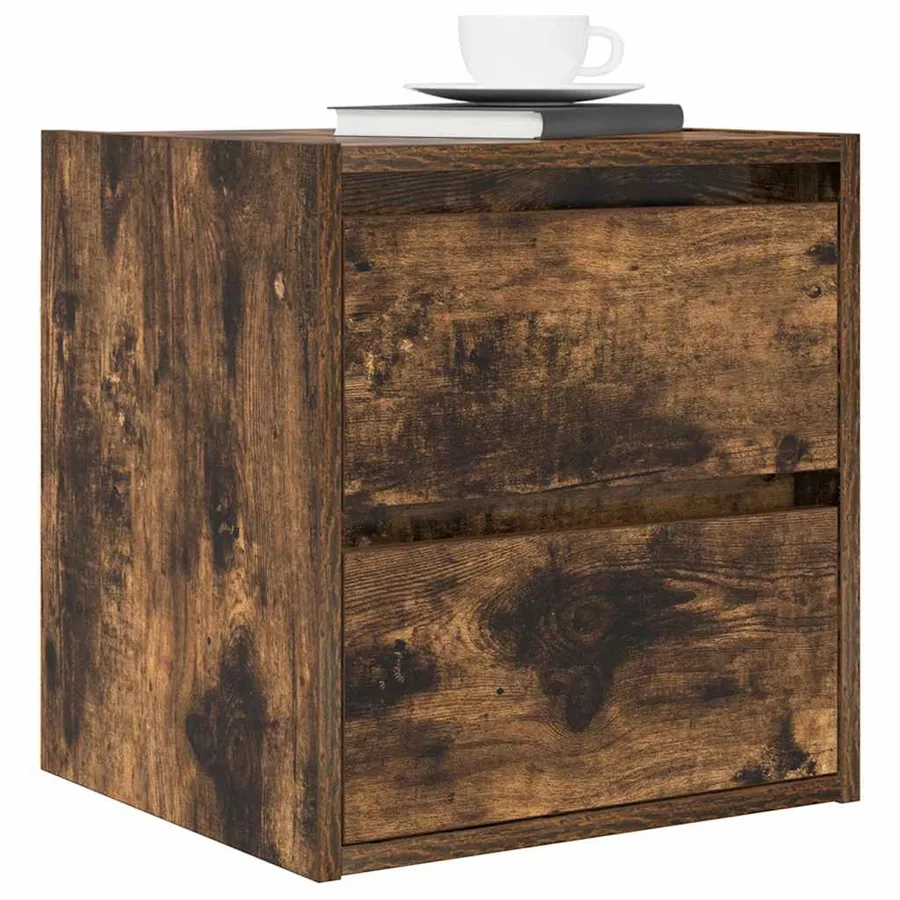 Tables de chevet murales 2 pcs chêne fumé 38x34x40 cm - 4
