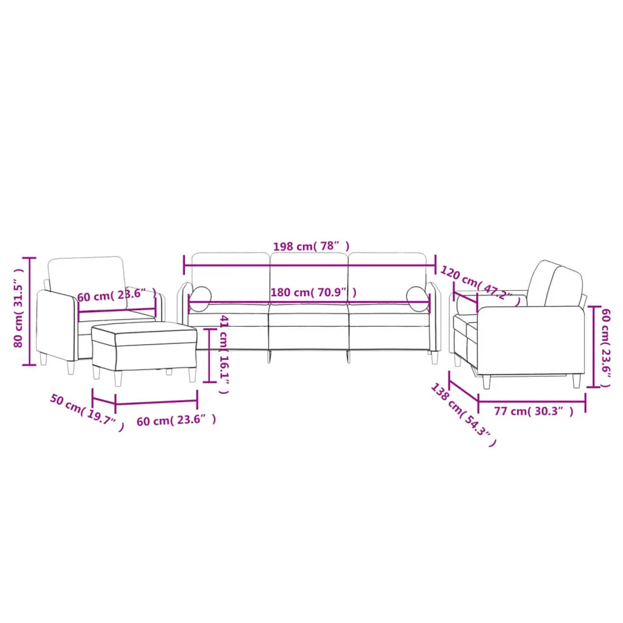 Ensemble de canapés 4 pcs avec coussins rose velours - 11