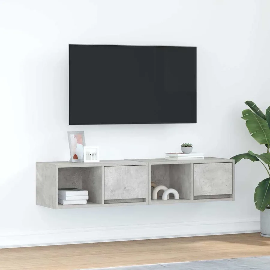 Meubles TV 2 pcs gris béton 60x31x25,5 cm bois d'ingénierie