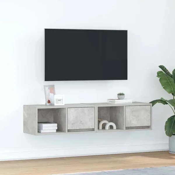 Meubles TV 2 pcs gris béton 60x31x25,5 cm bois d'ingénierie