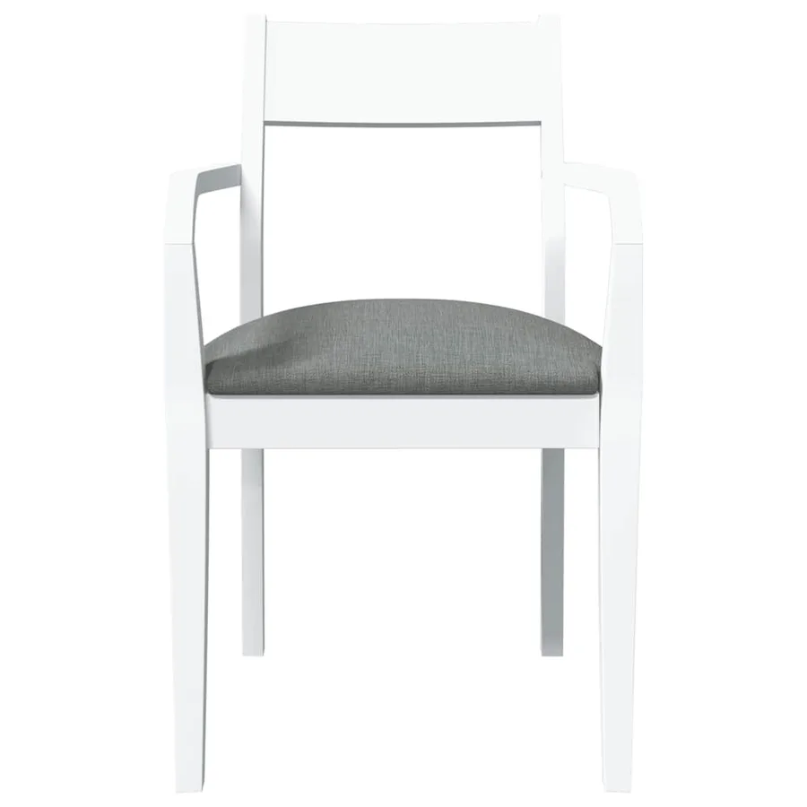 Chaises à manger coussins 2 pcs blanc bois massif caoutchouc - 5