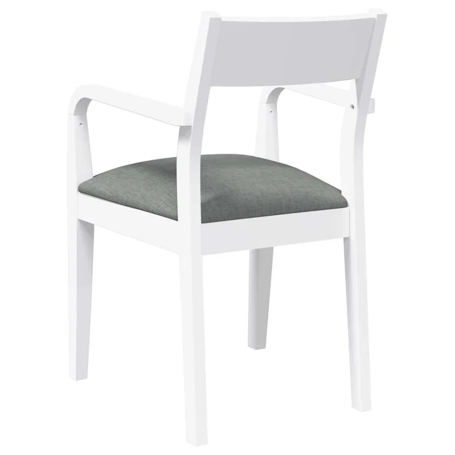 Chaises à manger coussins 2 pcs blanc bois massif caoutchouc - 7