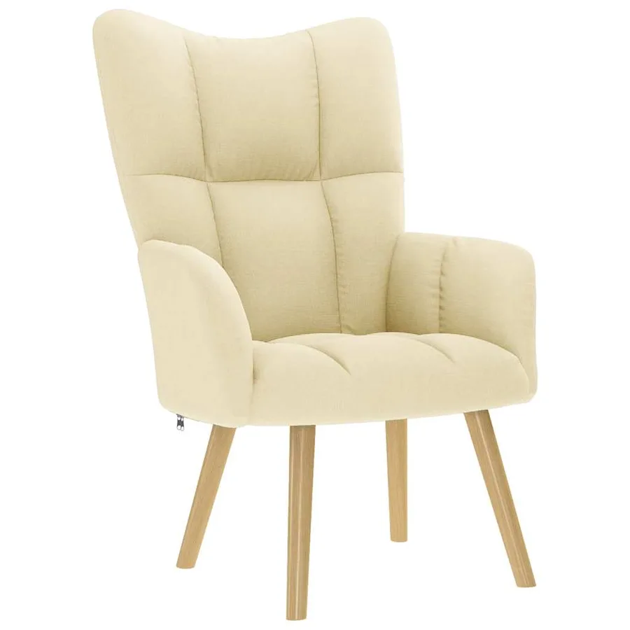 Chaise de relaxation avec repose-pied Crème Tissu - 4