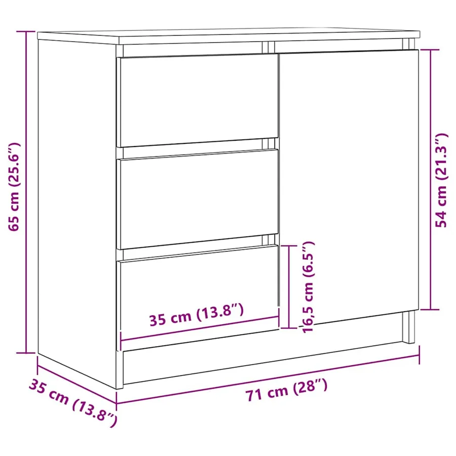 Buffet avec tiroir vieux bois 71x35x65 cm bois d'ingénierie - 14