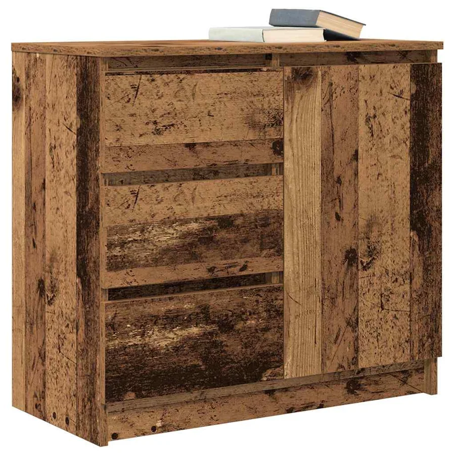 Buffet avec tiroir vieux bois 71x35x65 cm bois d'ingénierie - 4