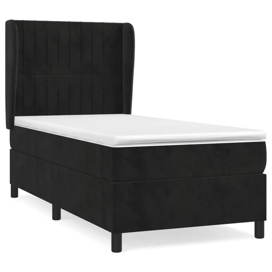 Sommier à lattes de lit avec matelas Noir 90x190 cm Velours - 2