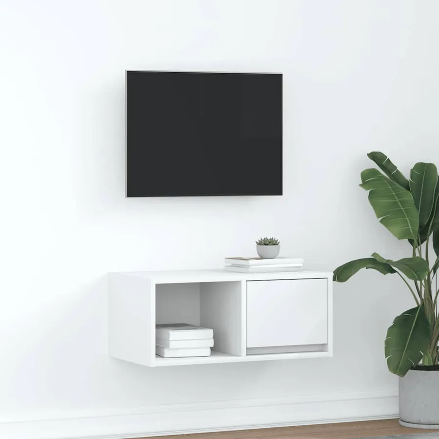 Meuble TV blanc 60x31x25,5 cm bois d'ingénierie