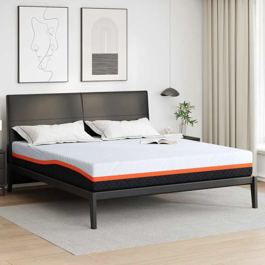 Matelas Blanc et Gris 180 x 200 cm Tissu jacquard