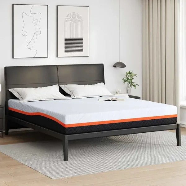 Matelas Blanc et Gris 180 x 200 cm Tissu jacquard