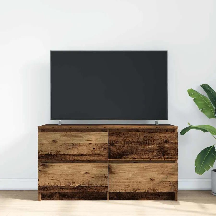 Meuble TV vieux bois 100x35x54 cm bois d'ingénierie - 3