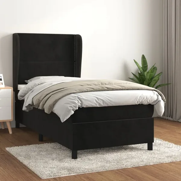 Sommier à lattes de lit et matelas Noir 80x200 cm Velours