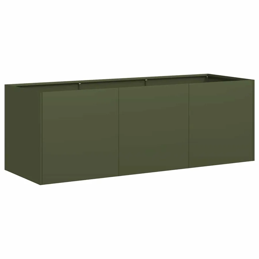 Jardinière vert olive 120x40x40 cm acier laminé à froid - 2